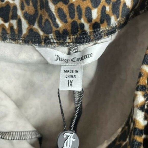 Juicy Couture Cheetah Print Velour Joggers Womens 1X Plus Size Y2K Brown New - Picture 4 of 5
